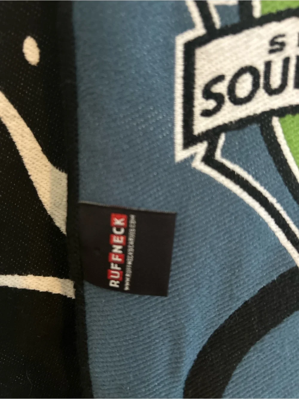 Sounders FC Team Scarf Fringe Kraken Tentacles Two-Tone Blue Green Black Soccer